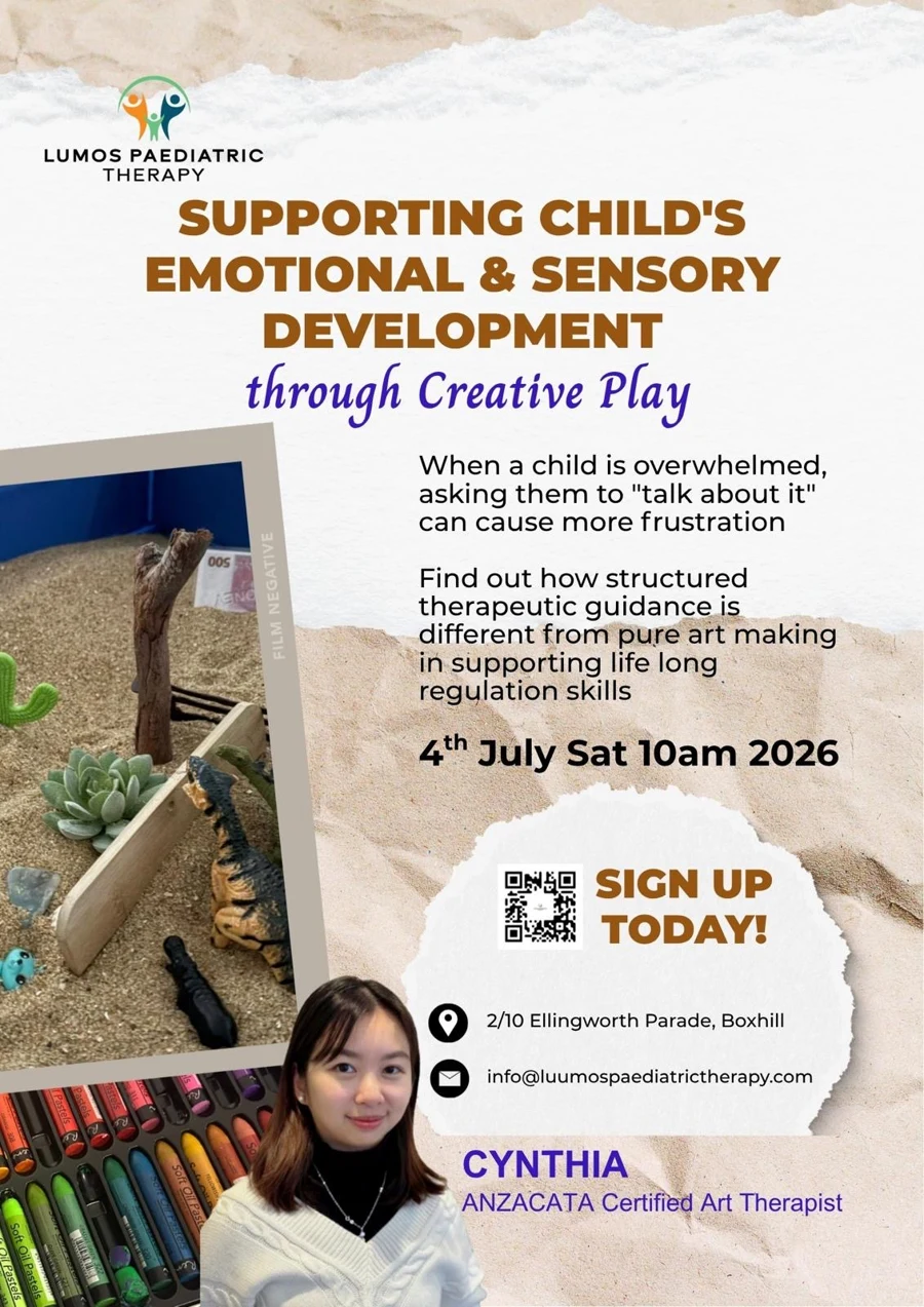 Emotional and sensory development through creative play event poster